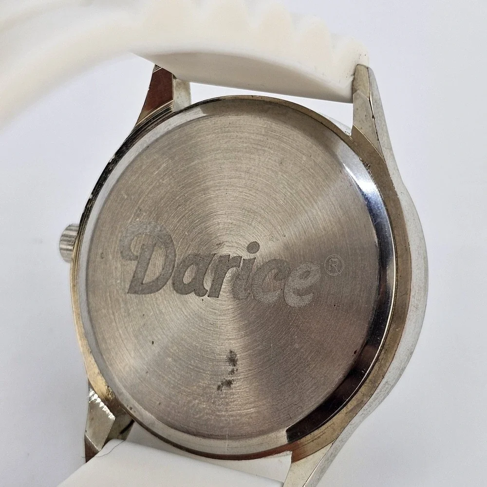 38MM Women's Watch White Dial Crystal Bezel White Plastic Bands New‎ Battery